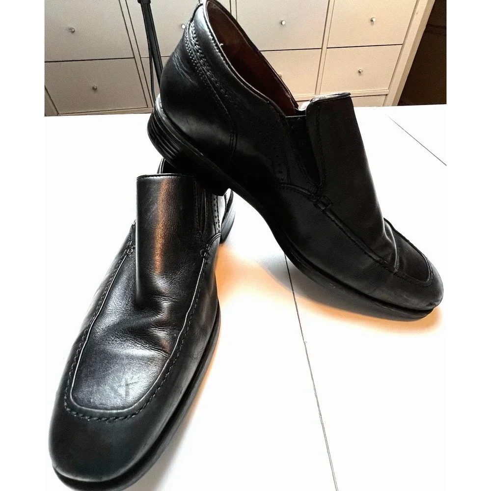 JOHNSTON & MURPHY XC4 BLACK SHEEPSKIN SLIP-ON LOAFERS SZ 10.5 M WATERPROOF